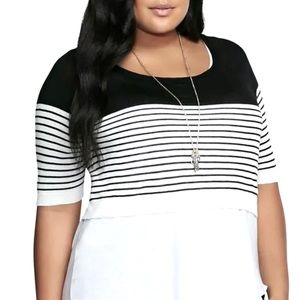 Torrid Blk/Wht Stripe Crop Pullover Sweater Sz 3